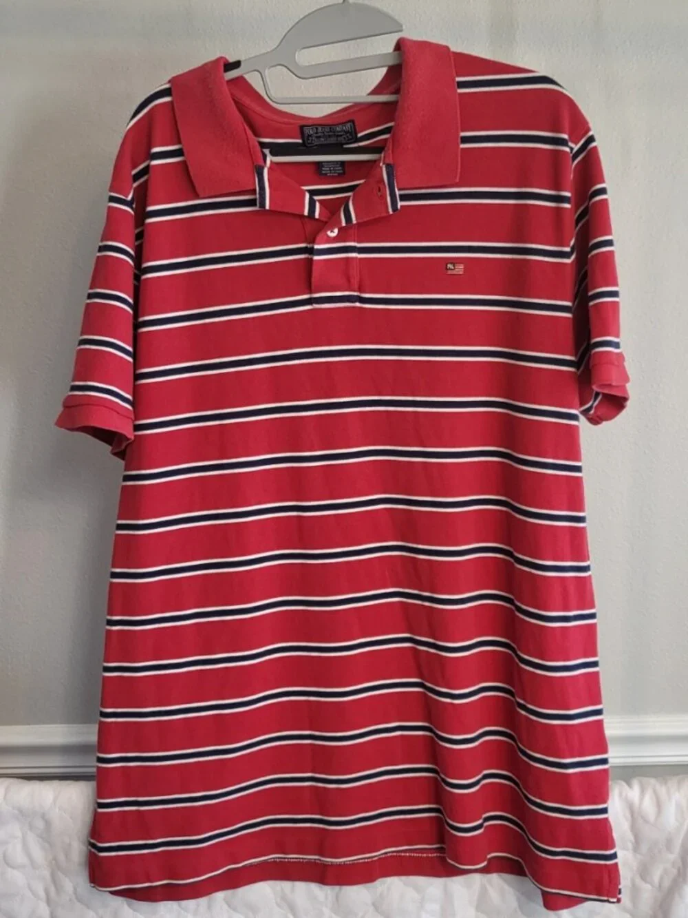 Vintage Polo Jeans Company Polo Shirt Ralph Lauren Flag Striped XXL Y2K Preppy